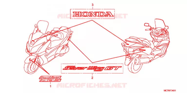AUTOCOLLANTS (FJS600A/D9) Honda SCOOTER 600 SILVERWING 2014  FJS600D9