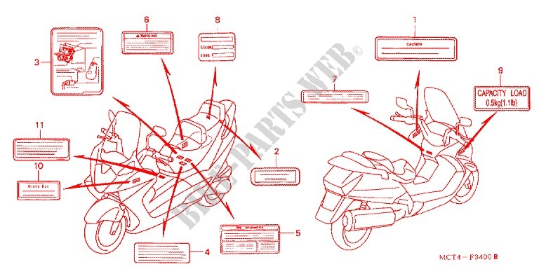 ETIQUETTE DE PRECAUTIONS (FSC6002/A3/A4/D3/D4) pour Honda SILVER WING 600 ABS de 2003