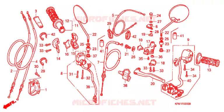 LEVIER DE GUIDON - CABLE - COMMODO (FTR223Y/2/A2/5-J/7/8) Honda MOTO 223 FTR 2012  FTR2238