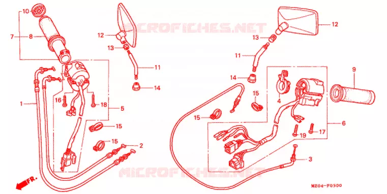 COMMODO - LEVIER - CABLE Honda MOTO 1500 GOLD-WING 2001  GL1500CD1