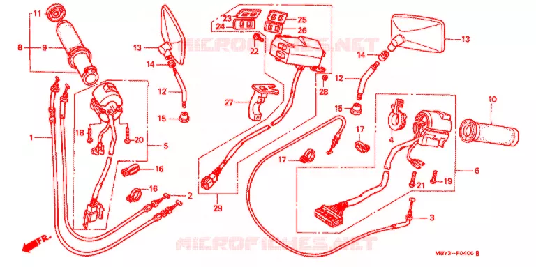 COMMODO - LEVIER - CABLE Honda MOTO 1500 GOLD-WING 2001  GL1500CF1