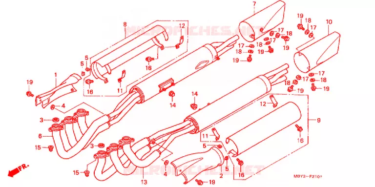 SILENCIEUX D'ECHAPPEMENT (2) Honda MOTO 1500 GOLD-WING 2001  GL1500CF1