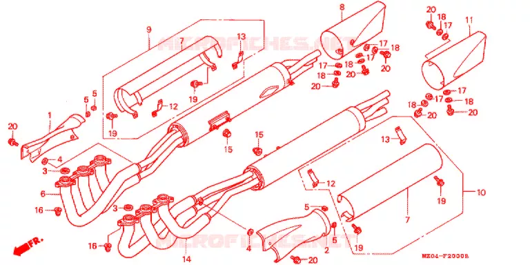 SILENCIEUX D'ECHAPPEMENT Honda MOTO 1500 GOLD-WING 1997  GL1500CTV