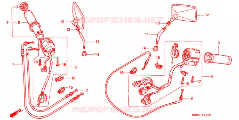 COMMODO - LEVIER - CABLE Honda MOTO 1500 GOLD-WING 2000  GL1500CTY