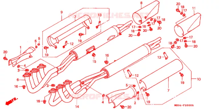 SILENCIEUX D'ECHAPPEMENT Honda MOTO 1500 GOLD-WING 2000  GL1500CY