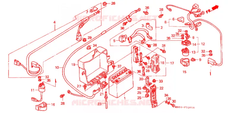 BATTERIE (GL1500SEL/M/N/P/R/S) Honda MOTO 1500 GOLD-WING 1990  GL1500SEL_J