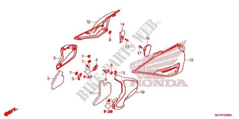 COUVERCLES LATERAUX pour Honda GOLD WING 1800 F6C VALKYRIE RED de 2015
