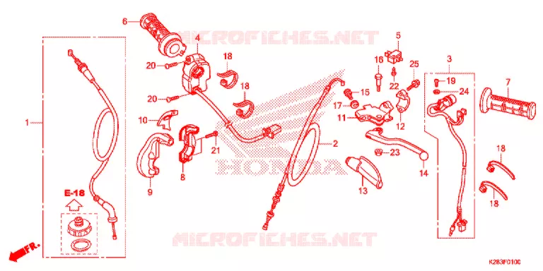LEVIER DE GUIDON - CABLE - COMMODO Honda MOTO 125 CRF 2019  CRF125FBH