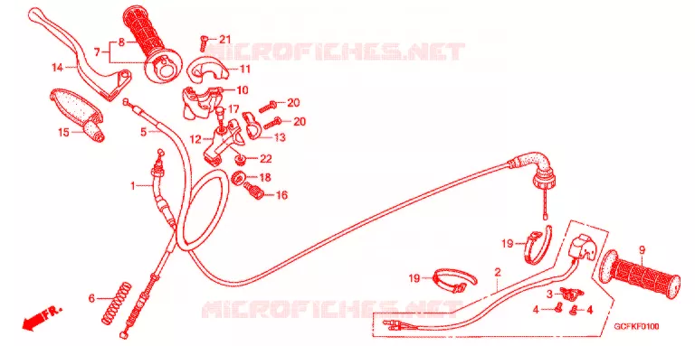 LEVIER DE GUIDON - CABLE - COMMODO Honda MOTO 70 CRF 2007  CRF70F7