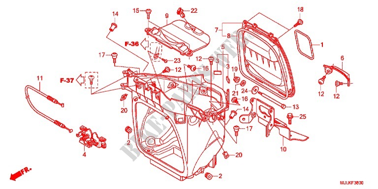 COFFRE pour Honda NC 750 X ABS DCT LOWER, E Package de 2014