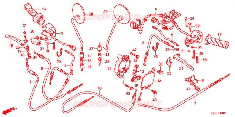 LEVIER DE GUIDON - CABLE - COMMODO Honda SCOOTER 50 GIORNO 2012  NCH50C