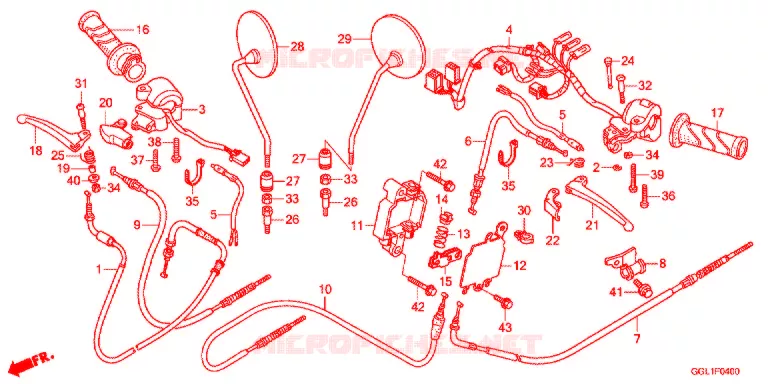 LEVIER DE GUIDON - CABLE - COMMODO Honda SCOOTER 50 GIORNO 2014  NCH50E