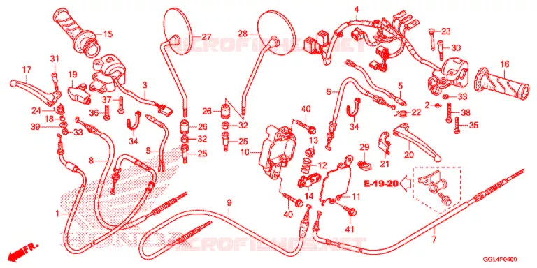 LEVIER DE GUIDON - CABLE - COMMODO Honda SCOOTER 50 METRO 2015  NCH50F_M