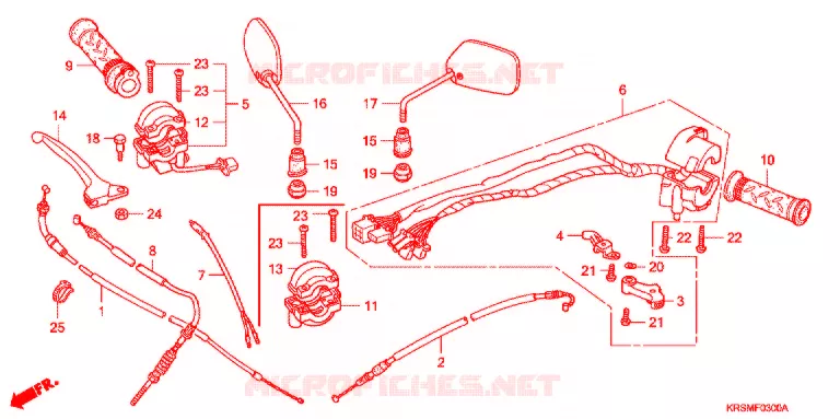 LEVIER DE GUIDON - CABLE - COMMODO (NF100/M/DM/MDM) Honda MOTO 100 WAVE 2004  NF100M4_MA