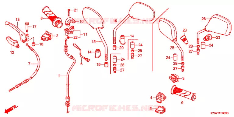 LEVIER DE GUIDON - CABLE - COMMODO Honda MOTO 110 WAVE 2009  ANF110MST9