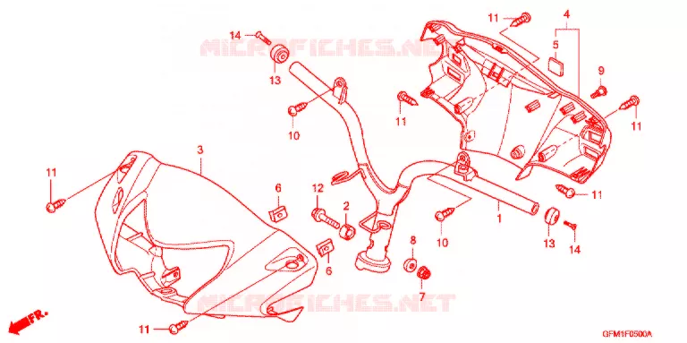 GUIDON - CARENAGE Honda SCOOTER 110 LEAD 2009  NHX110WH9