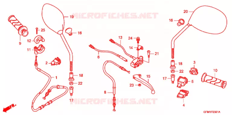 LEVIER DE GUIDON - CABLE - COMMODO (NHX110WHA) Honda SCOOTER 110 LEAD 2012  NHX110WHA