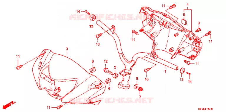 GUIDON - CARENAGE Honda SCOOTER 110 LEAD 2014  NHX110WHA