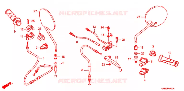 LEVIER DE GUIDON - CABLE - COMMODO Honda SCOOTER 110 LEAD 2013  NHX110WHA