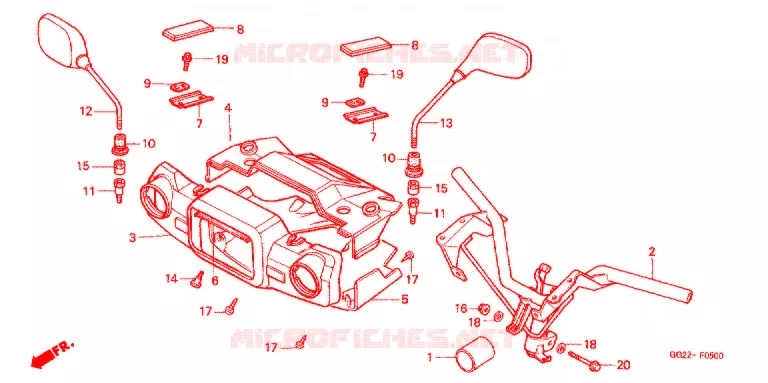 GUIDON - CARENAGE Honda SCOOTER 50 GYRO 2005  NJ50MD5