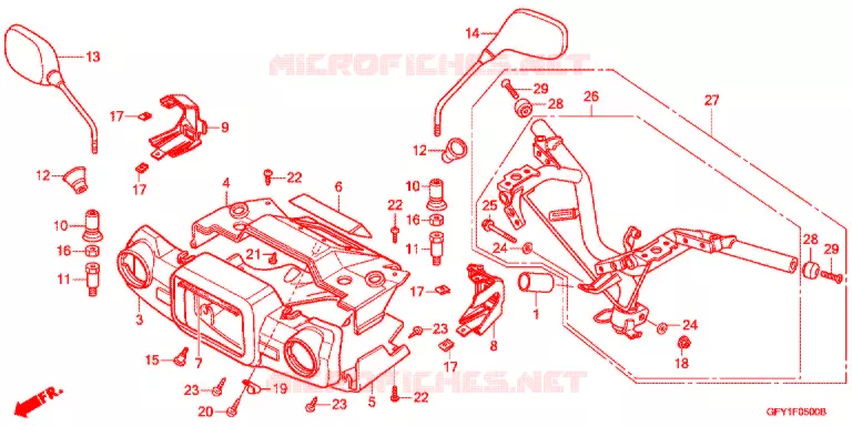 GUIDON - CARENAGE Honda SCOOTER 50 GYRO 2015  NJ50MDB_8J