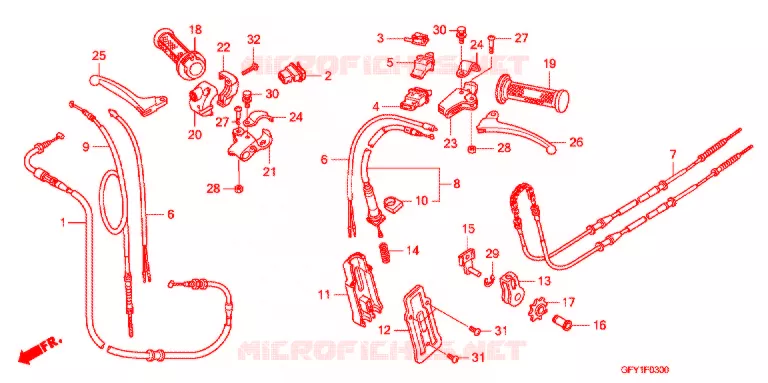 LEVIER DE GUIDON - CABLE - COMMODO Honda SCOOTER 50 GYRO 2017  NJ50MDB_8J