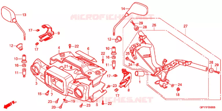 GUIDON - CARENAGE Honda SCOOTER 50 GYRO 2011  NJ50MDB