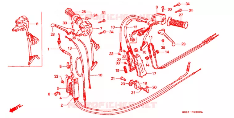 LEVIER DE GUIDON - CABLE - COMMODO Honda SCOOTER 50 GYRO 1985  NJ50MDF