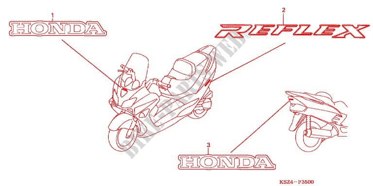 AUTOCOLLANTS pour Honda REFLEX 250 de 2005