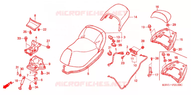 SELLE - POIGNEE ARRIERE Honda SCOOTER 250 FORZA 2007  NSS250A6_J