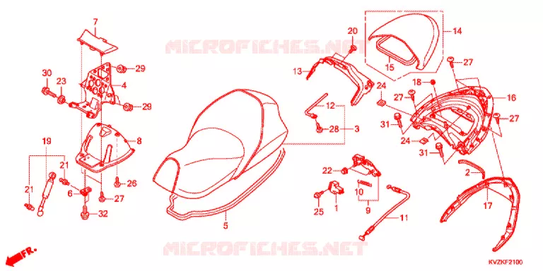 SELLE - POIGNEE ARRIERE Honda SCOOTER 250 FORZA 2014  NSS250AAB