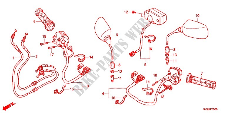 COMMODO   CABLE   RETROVISEUR pour Honda FORZA 250 Z ABS de 2011