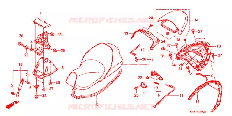 SELLE - POIGNEE ARRIERE Honda SCOOTER 250 FORZA 2008  NSS250D8