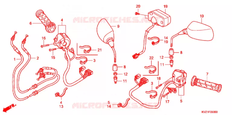 COMMODO - CABLE - RETROVISEUR Honda SCOOTER 250 FORZA 2010  NSS250DA