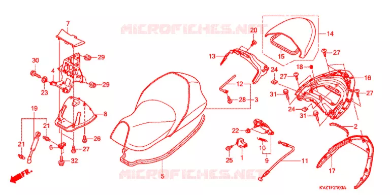 SELLE - POIGNEE ARRIERE Honda SCOOTER 250 FORZA 2010  NSS250DA