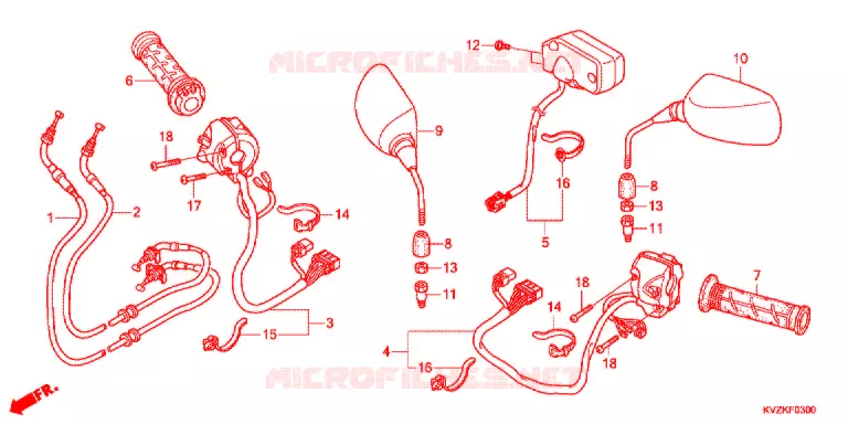 COMMODO - CABLE - RETROVISEUR Honda SCOOTER 250 FORZA 2012  NSS250DAB