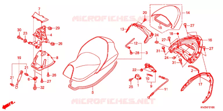 SELLE - POIGNEE ARRIERE Honda SCOOTER 250 FORZA 2013  NSS250DAB