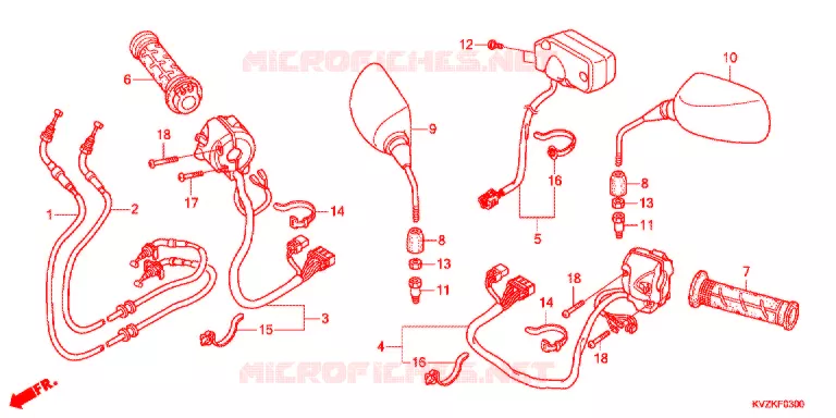 COMMODO - CABLE - RETROVISEUR Honda SCOOTER 250 FORZA 2012  NSS250DB