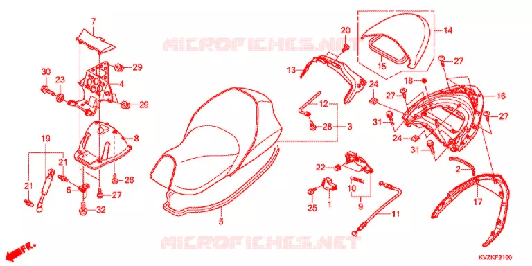 SELLE - POIGNEE ARRIERE Honda SCOOTER 250 FORZA 2015  NSS250DB