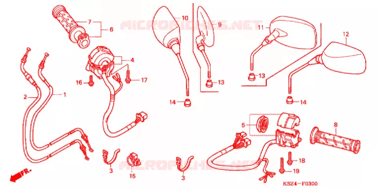 COMMODO - LEVIER - CABLE Honda SCOOTER 250 REFLEX 2004  NSS250S4
