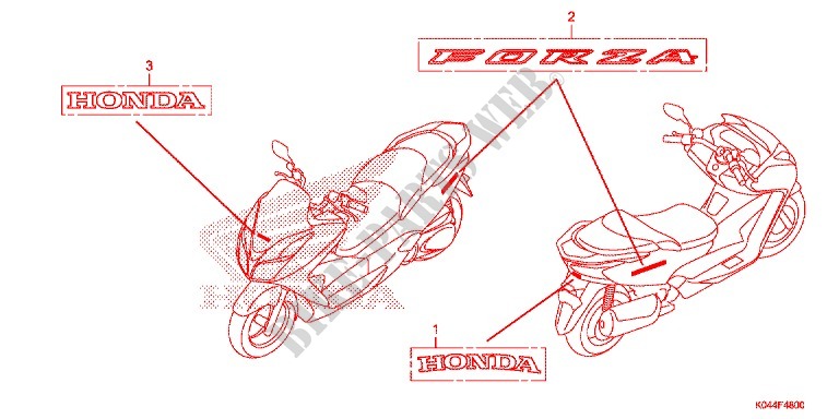 AUTOCOLLANTS pour Honda FORZA 300 ABS de 2014
