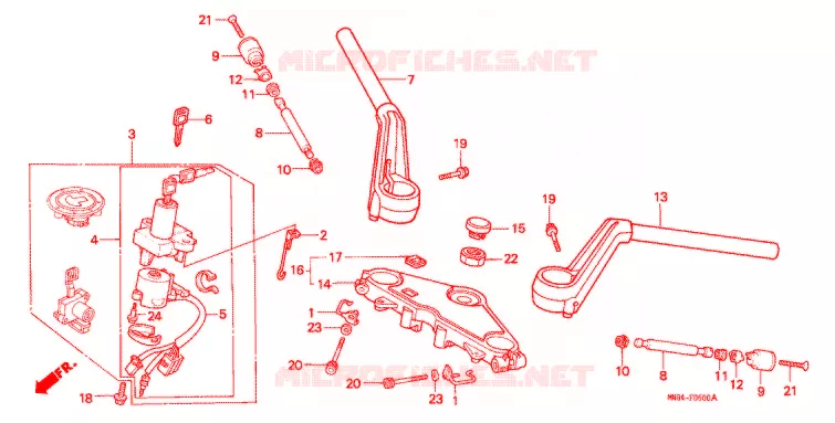 GUIDON Honda MOTO 650 HAWK 1990  NT650L