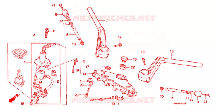 GUIDON Honda MOTO 650 HAWK 1990  NT650L