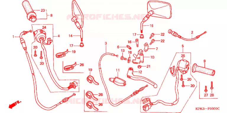 LEVIER DE GUIDON - CABLE - COMMODO Honda MOTO 200 PHANTOM 2002  TA2002