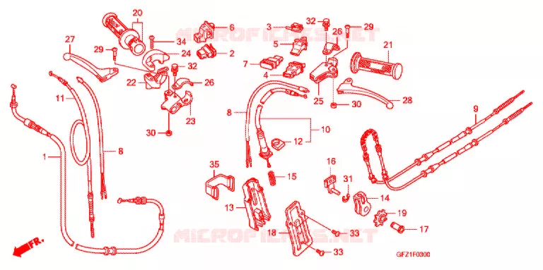 LEVIER DE GUIDON - CABLE - COMMODO Honda SCOOTER 50 GYRO 2016  TC50B