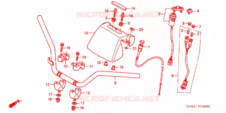 GUIDON ('01-'05) Honda ATV 250 FOURTRAX 2005  TRX250EX5