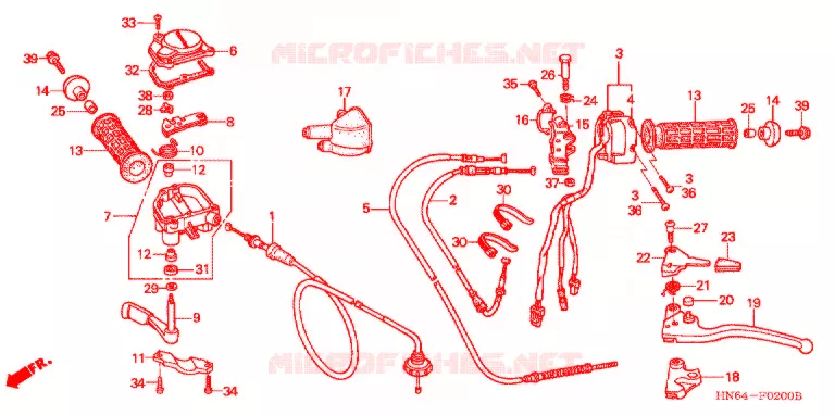 COMMODOS - POIGNEES ('01-'05) Honda ATV 250 FOURTRAX 2005  TRX250EX5
