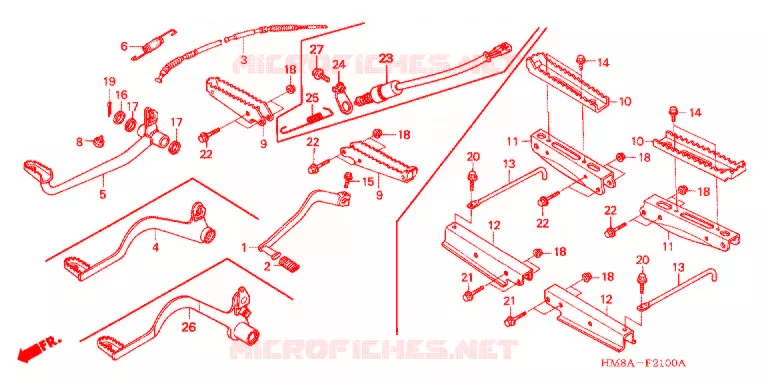 PEDALE - REPOSE PIED Honda ATV 250 FOURTRAX 2004  TRX250TE4