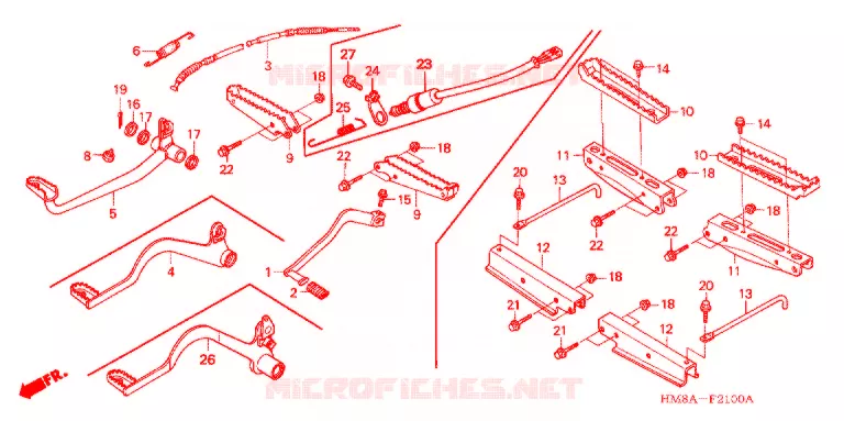 PEDALE - REPOSE PIED Honda ATV 250 FOURTRAX 2005  TRX250TE5