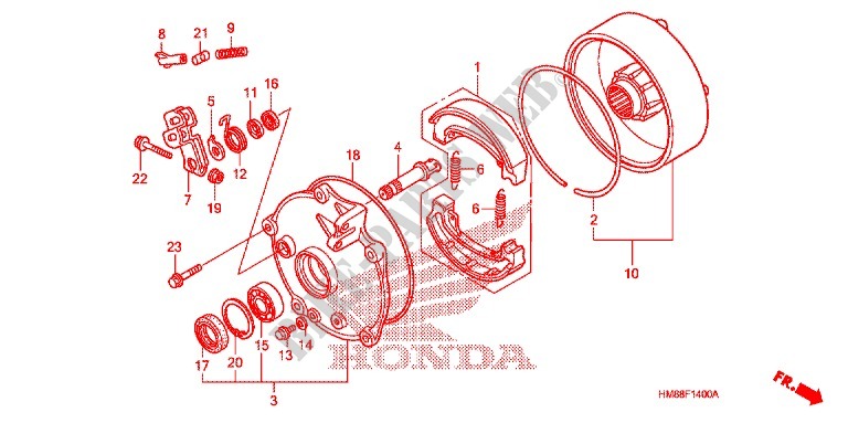TAMBOUR DE FREIN ARRIERE pour Honda TRX 250 FOURTRAX RECON Electric Shift de 2009